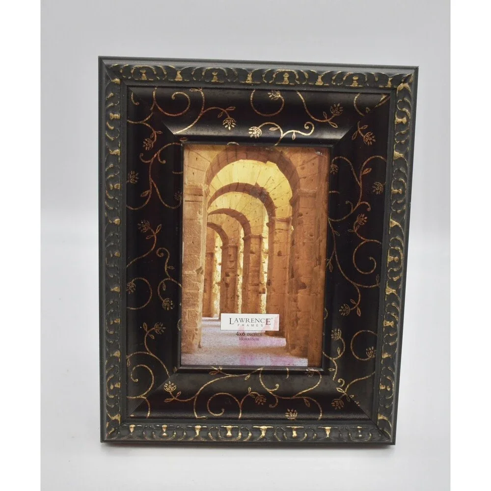 LAWRENCE FRAMES Carved Antique Bronze Photo Picture Frame 4 X 6 Photos used